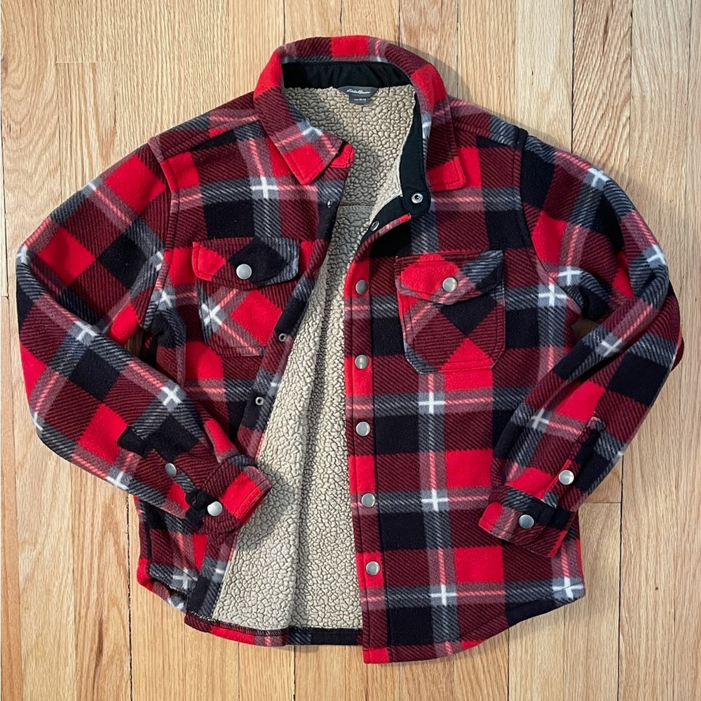 Eddie Bauer boy’s plaid fleece.